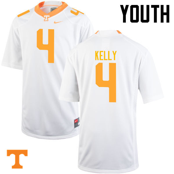 Youth #4 John Kelly Tennessee Volunteers College Football Jerseys-White - Click Image to Close